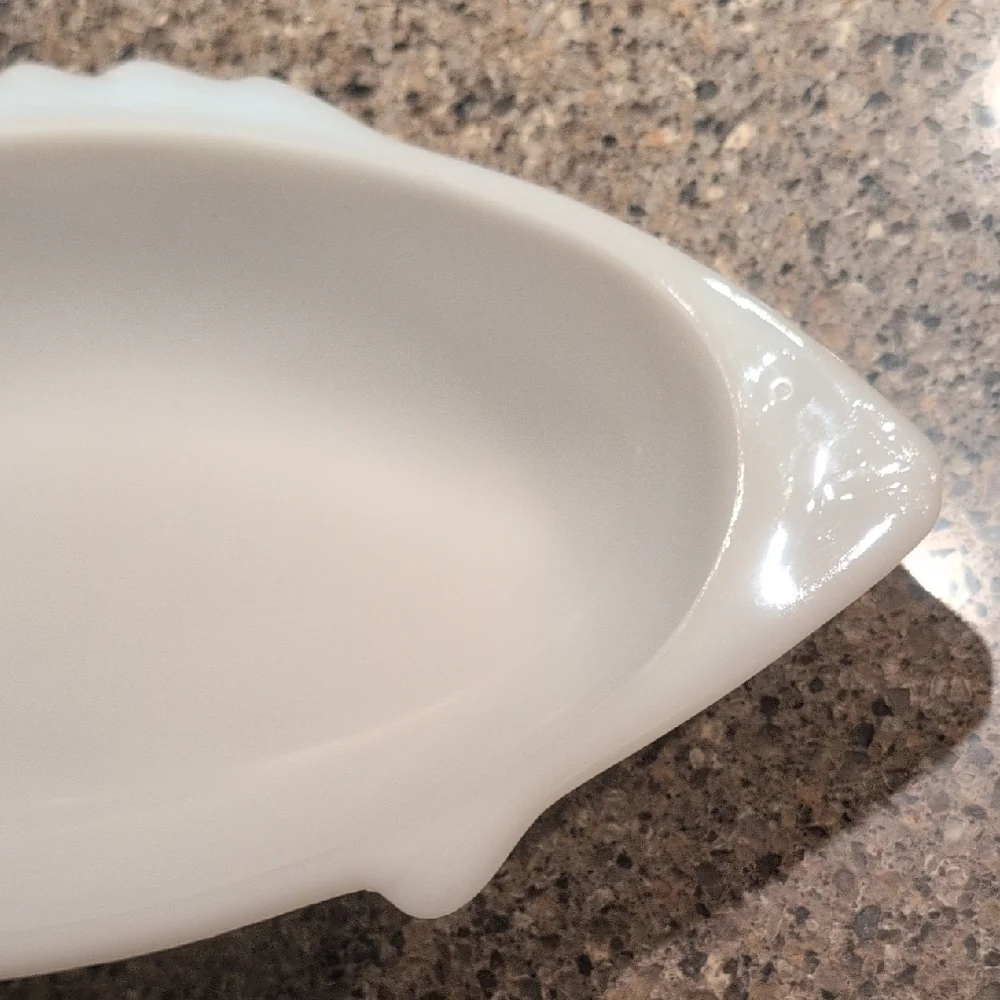Glasbake Vintage Milk Glass Fish Platter